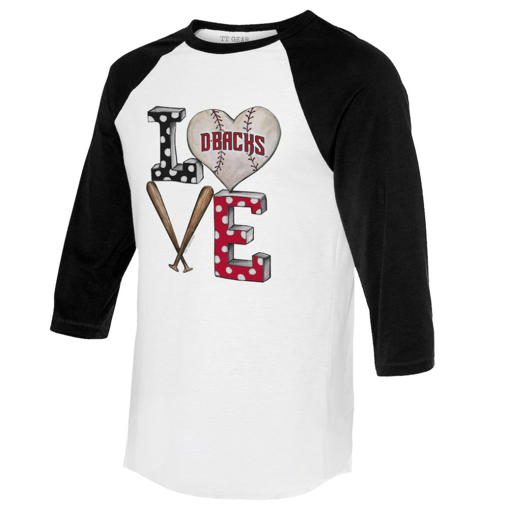MLB Arizona Diamondbacks Tiny Turnip Women's Baseball Love Raglan 3/4-Sleeve T-Shirt