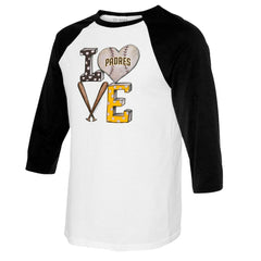 MLB San Diego Padres Tiny Turnip Women's Baseball Love Raglan 3/4-Sleeve T-Shirt