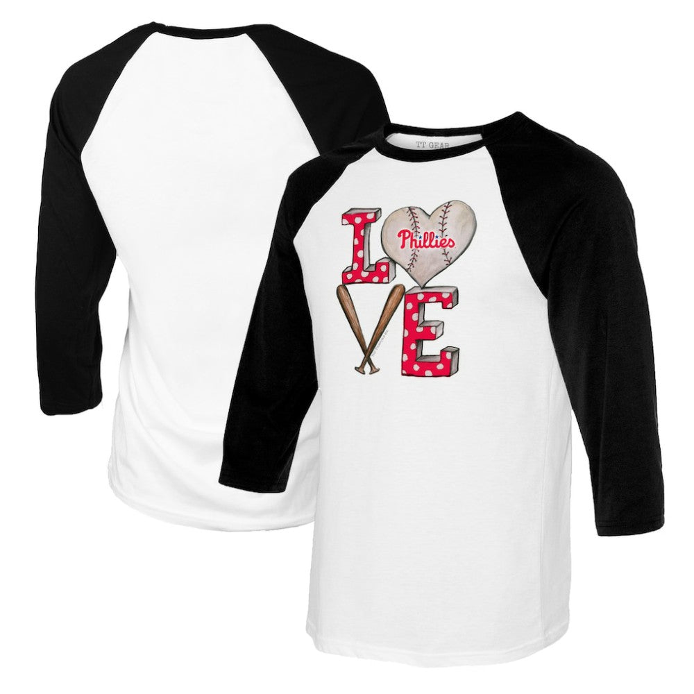 MLB Philadelphia Phillies Tiny Turnip Women's Baseball Love Raglan 3/4-Sleeve T-Shirt