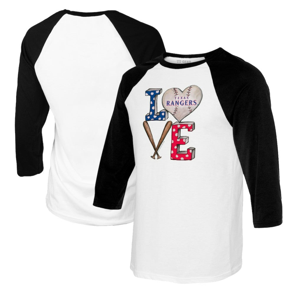 MLB Texas Rangers Tiny Turnip Women's Baseball Love Raglan 3/4-Sleeve T-Shirt