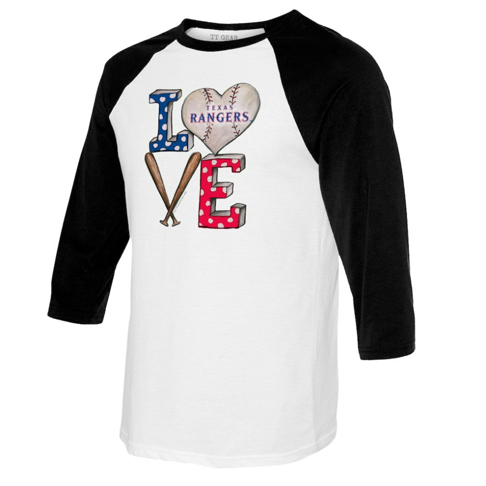 MLB Texas Rangers Tiny Turnip Women's Baseball Love Raglan 3/4-Sleeve T-Shirt