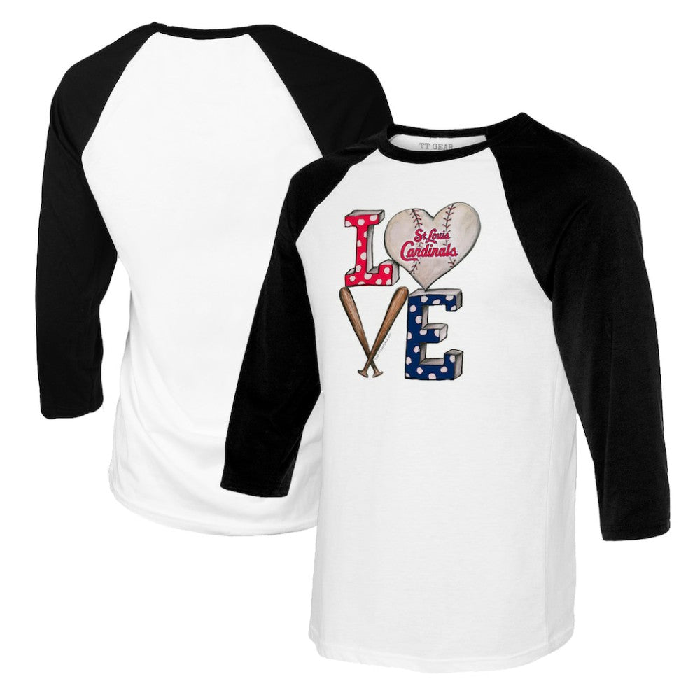 MLB St. Louis Cardinals Tiny Turnip Women's Baseball Love Raglan 3/4-Sleeve T-Shirt