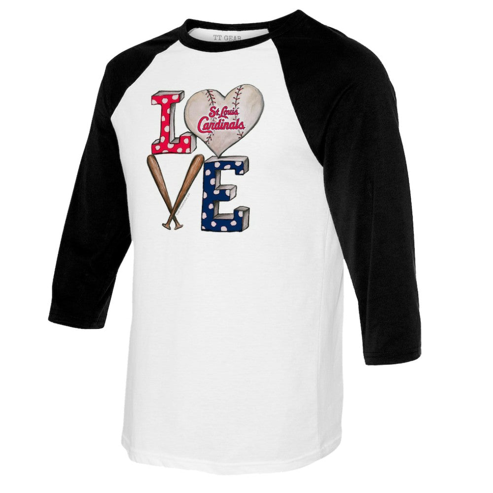MLB St. Louis Cardinals Tiny Turnip Women's Baseball Love Raglan 3/4-Sleeve T-Shirt