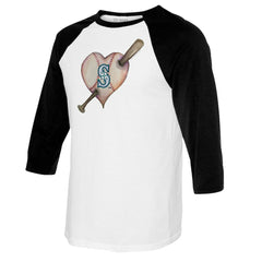 MLB Seattle Mariners Tiny Turnip Youth Heart Bat Raglan 3/4 Sleeve T-Shirt