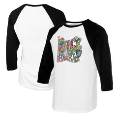 MLB Atlanta Braves Tiny Turnip Women's Peace Love Baseball 3/4-Sleeve Raglan T-Shirt