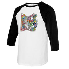 MLB Atlanta Braves Tiny Turnip Women's Peace Love Baseball 3/4-Sleeve Raglan T-Shirt