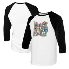 MLB Chicago Cubs Tiny Turnip Women's Peace Love Baseball 3/4-Sleeve Raglan T-Shirt
