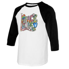 MLB Los Angeles Dodgers Tiny Turnip Women's Peace Love Baseball 3/4-Sleeve Raglan T-Shirt