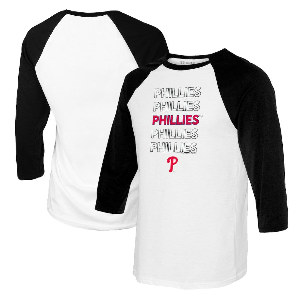 MLB Philadelphia Phillies Tiny Turnip Women's Stacked 3/4-Sleeve Raglan T-Shirt
