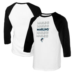 MLB Miami Marlins Tiny Turnip Youth Stacked Raglan 3/4 Sleeve T-Shirt