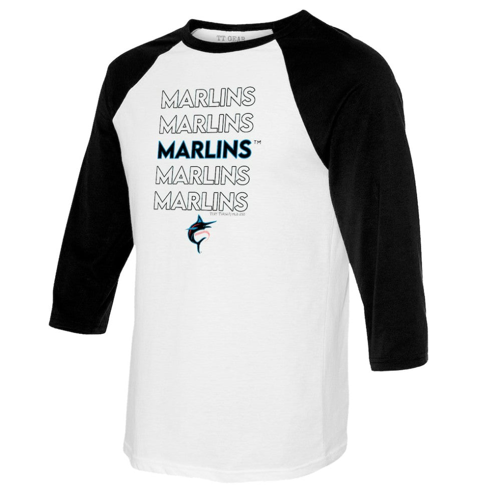 MLB Miami Marlins Tiny Turnip Youth Stacked Raglan 3/4 Sleeve T-Shirt