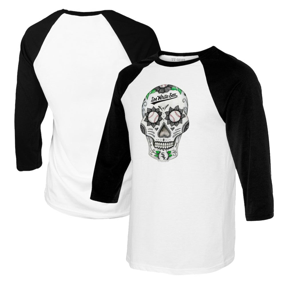 MLB Chicago White Sox Tiny Turnip Women's Sugar Skull 3/4-Sleeve Raglan T-Shirt