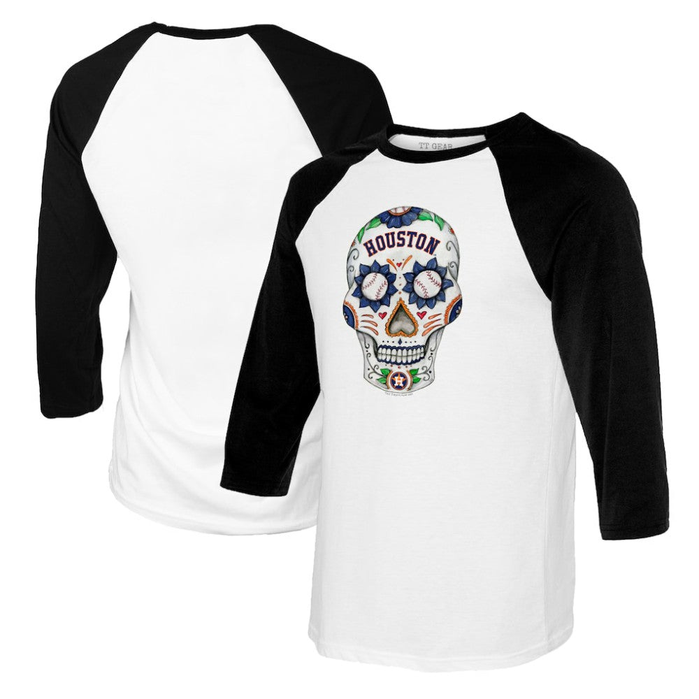 MLB Houston Astros Tiny Turnip Women's Sugar Skull 3/4-Sleeve Raglan T-Shirt