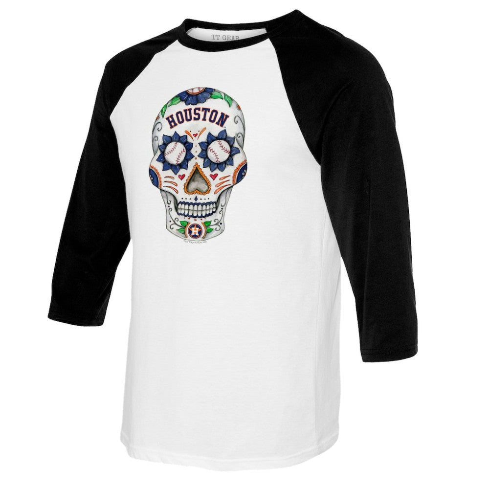 MLB Houston Astros Tiny Turnip Women's Sugar Skull 3/4-Sleeve Raglan T-Shirt