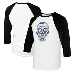 MLB Texas Rangers Tiny Turnip Women's Sugar Skull 3/4-Sleeve Raglan T-Shirt
