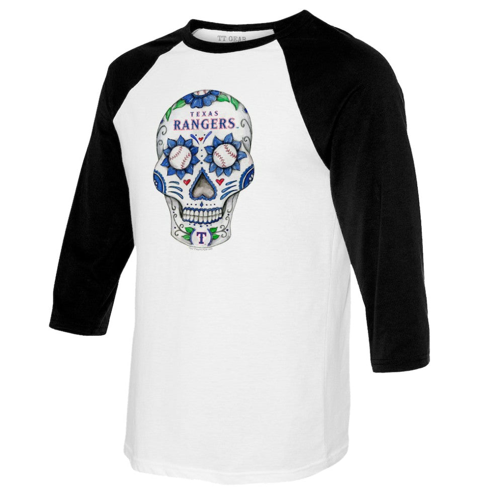 MLB Texas Rangers Tiny Turnip Women's Sugar Skull 3/4-Sleeve Raglan T-Shirt