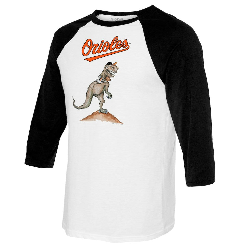 MLB Baltimore Orioles Tiny Turnip Youth TT Rex Raglan 3/4 Sleeve T-Shirt
