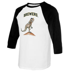MLB Milwaukee Brewers Tiny Turnip Youth TT Rex Raglan 3/4 Sleeve T-Shirt