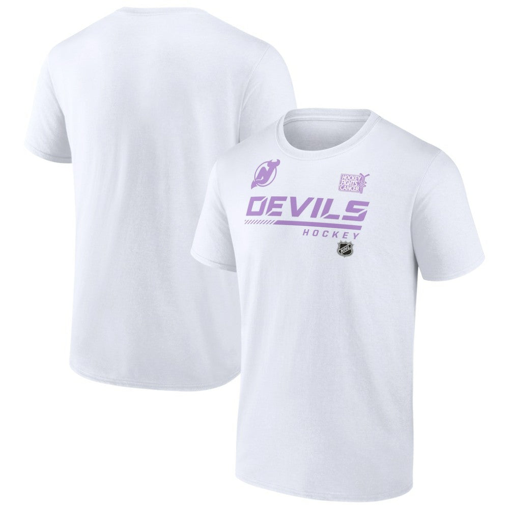 NHL White New Jersey Devils NHL Hockey Fights Cancer T-Shirt