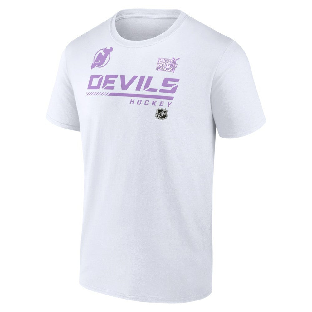 NHL White New Jersey Devils NHL Hockey Fights Cancer T-Shirt