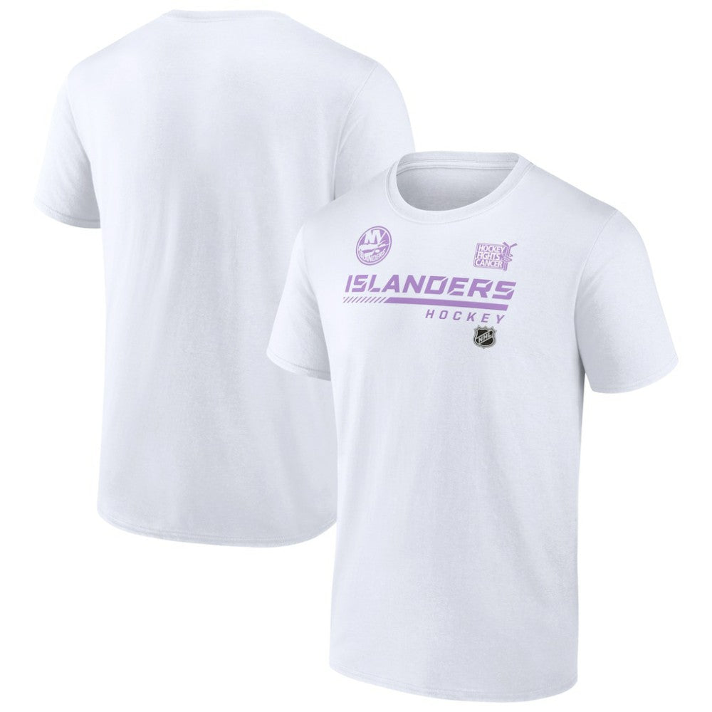 NHL White New York Islanders NHL Hockey Fights Cancer T-Shirt