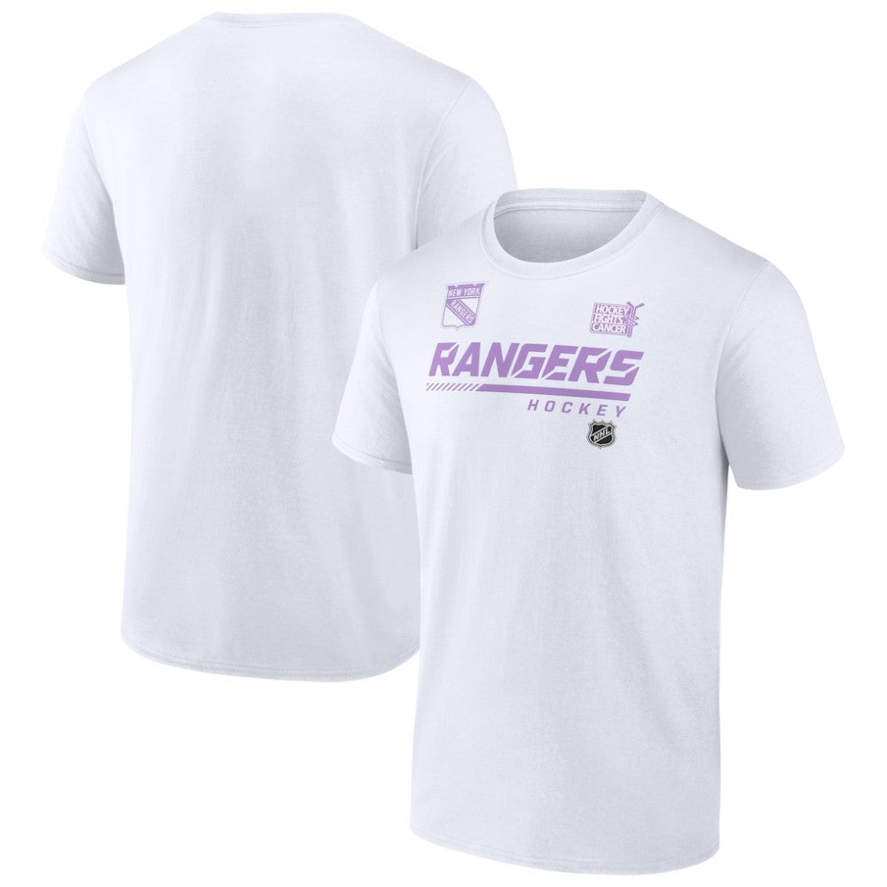 NHL White New York Rangers NHL Hockey Fights Cancer T-Shirt