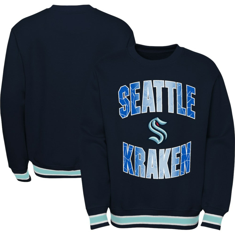 NHL Deep Sea Blue Seattle Kraken Youth Classic Blueliner Pullover Sweatshirt