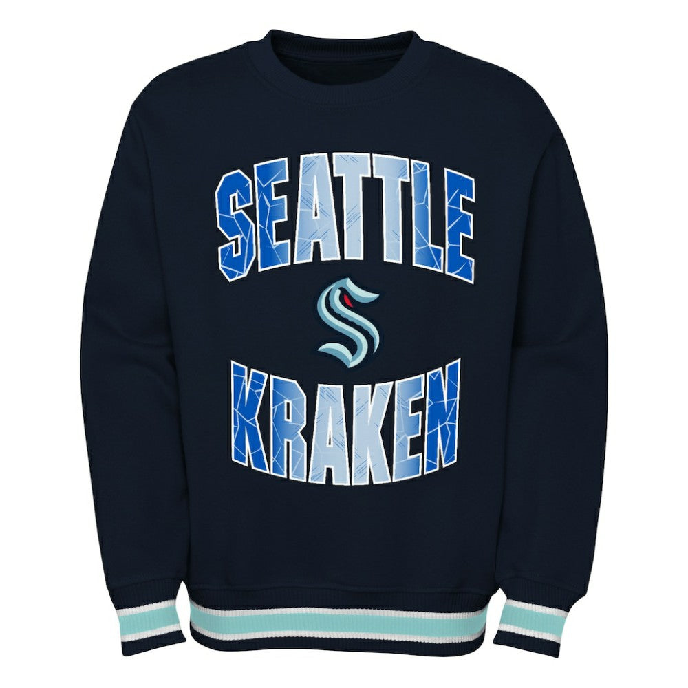 NHL Deep Sea Blue Seattle Kraken Youth Classic Blueliner Pullover Sweatshirt