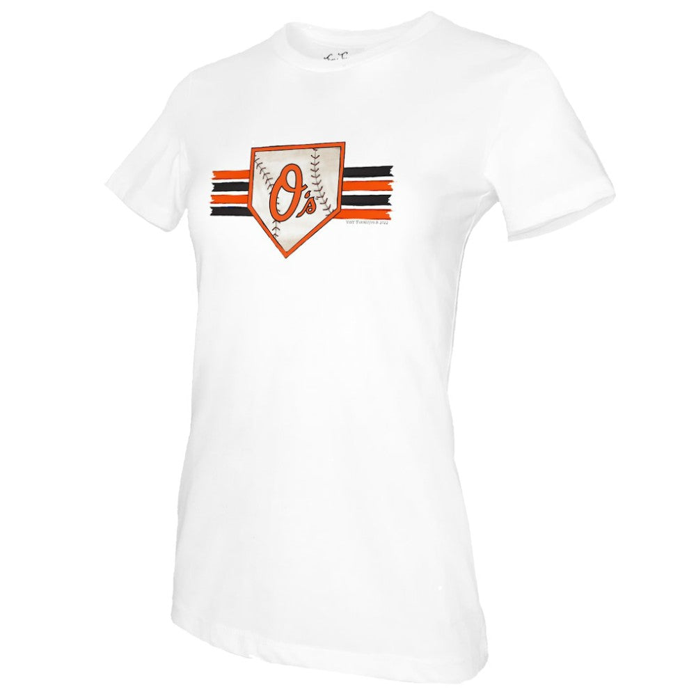 MLB Baltimore Orioles Tiny Turnip Women's Base Stripe T-Shirt