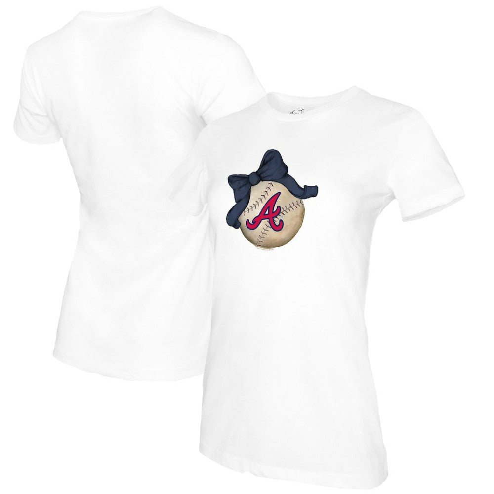 MLB Atlanta Braves Tiny Turnip Women's Baseball Bow T-Shirt
