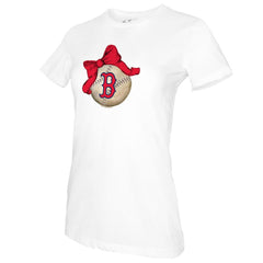MLB Boston Red Sox Tiny Turnip Women's Baseball Bow T-Shirt