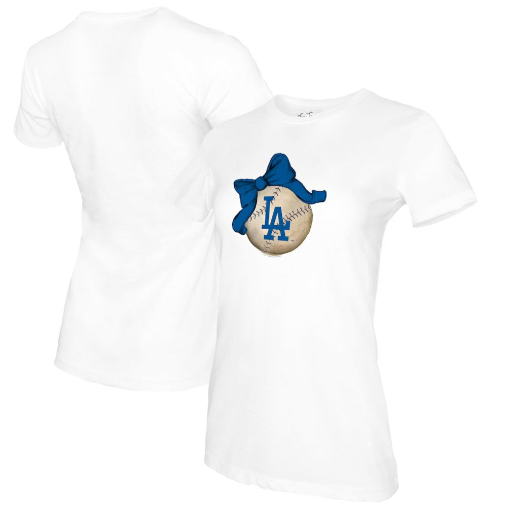 MLB Los Angeles Dodgers Tiny Turnip Women's Baseball Bow T-Shirt