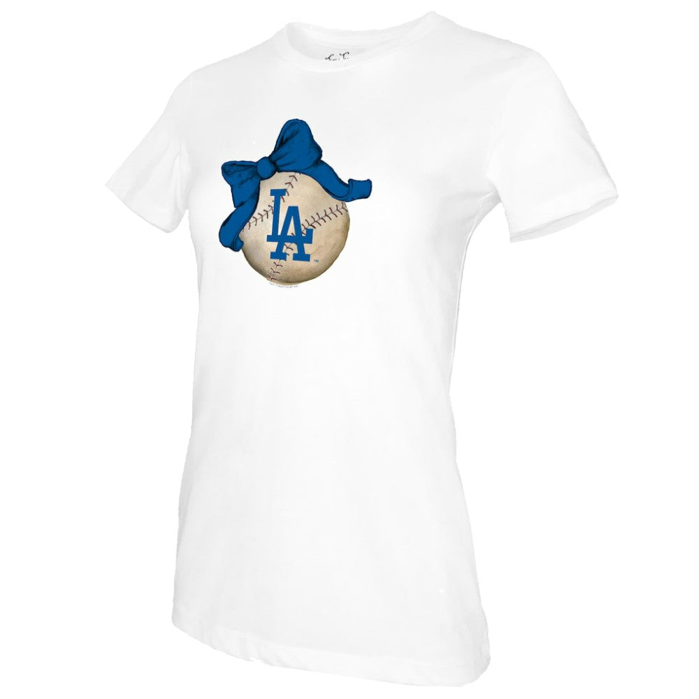 MLB Los Angeles Dodgers Tiny Turnip Women's Baseball Bow T-Shirt