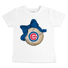 MLB Chicago Cubs Tiny Turnip Youth Baseball Bow T-Shirt