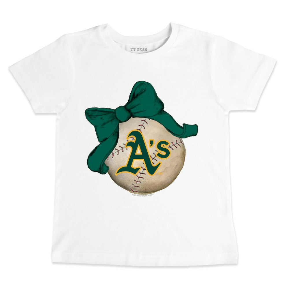 MLB Athletics Tiny Turnip Youth Baseball Bow T-Shirt