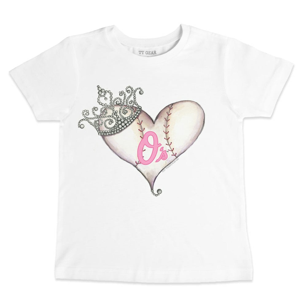 MLB Baltimore Orioles Tiny Turnip Youth Baseball Tiara Heart T-Shirt