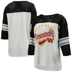 G-III 4Her by Carl Banks Women's First Team 3/4-Sleeve Mesh T-Shirt - Washington Commanders