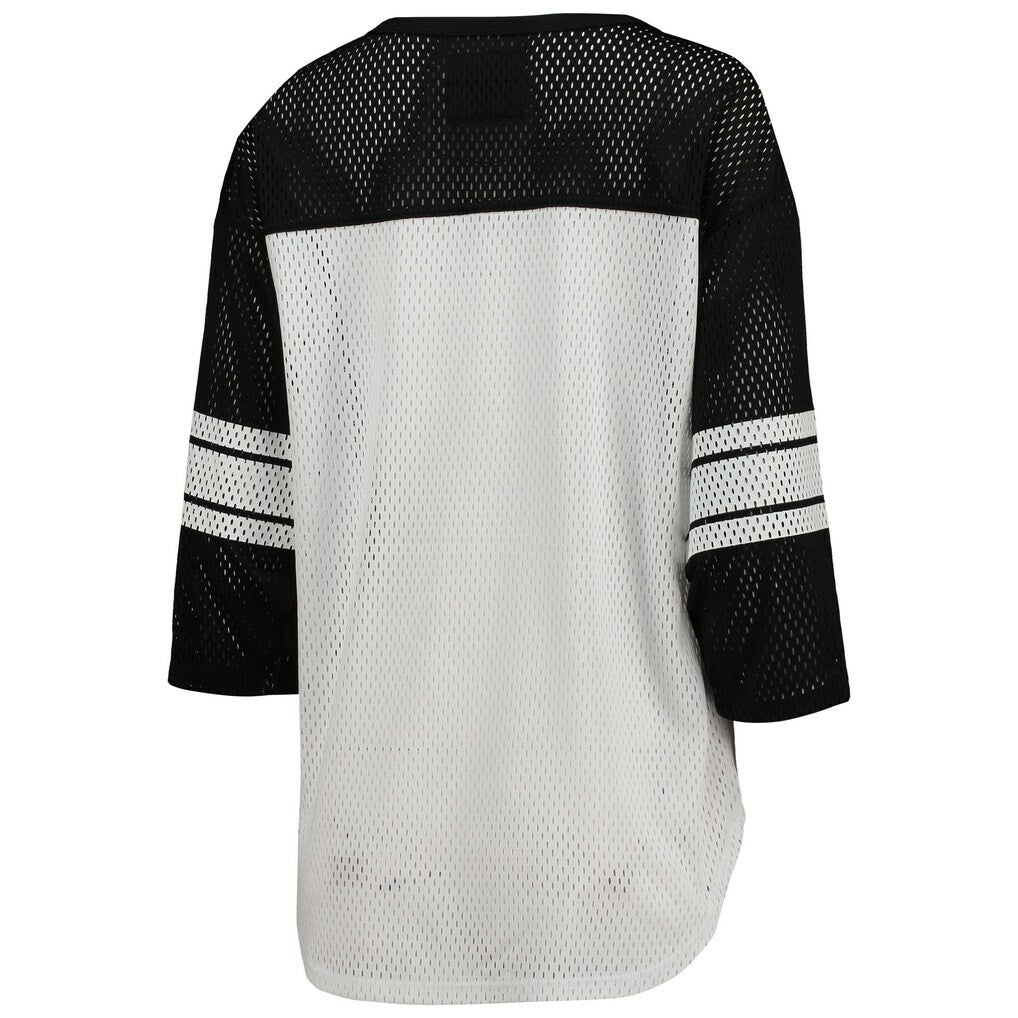 G-III 4Her by Carl Banks Women's First Team 3/4-Sleeve Mesh T-Shirt - Washington Commanders