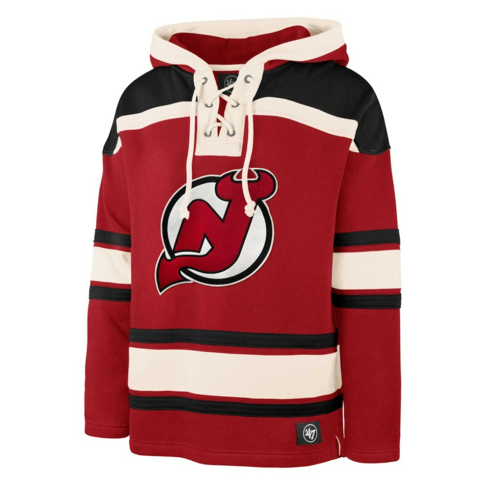 NHL Red Jack Hughes New Jersey Devils '47 Player Lacer Pullover Hoodie