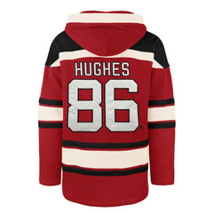 NHL Red Jack Hughes New Jersey Devils '47 Player Lacer Pullover Hoodie