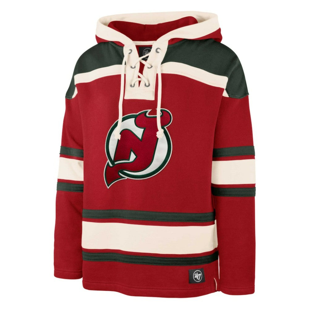 NHL Red Martin Brodeur New Jersey Devils '47 Retired Player Name & Number Lacer Pullover Hoodie