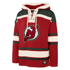 NHL Red Martin Brodeur New Jersey Devils '47 Retired Player Name & Number Lacer Pullover Hoodie
