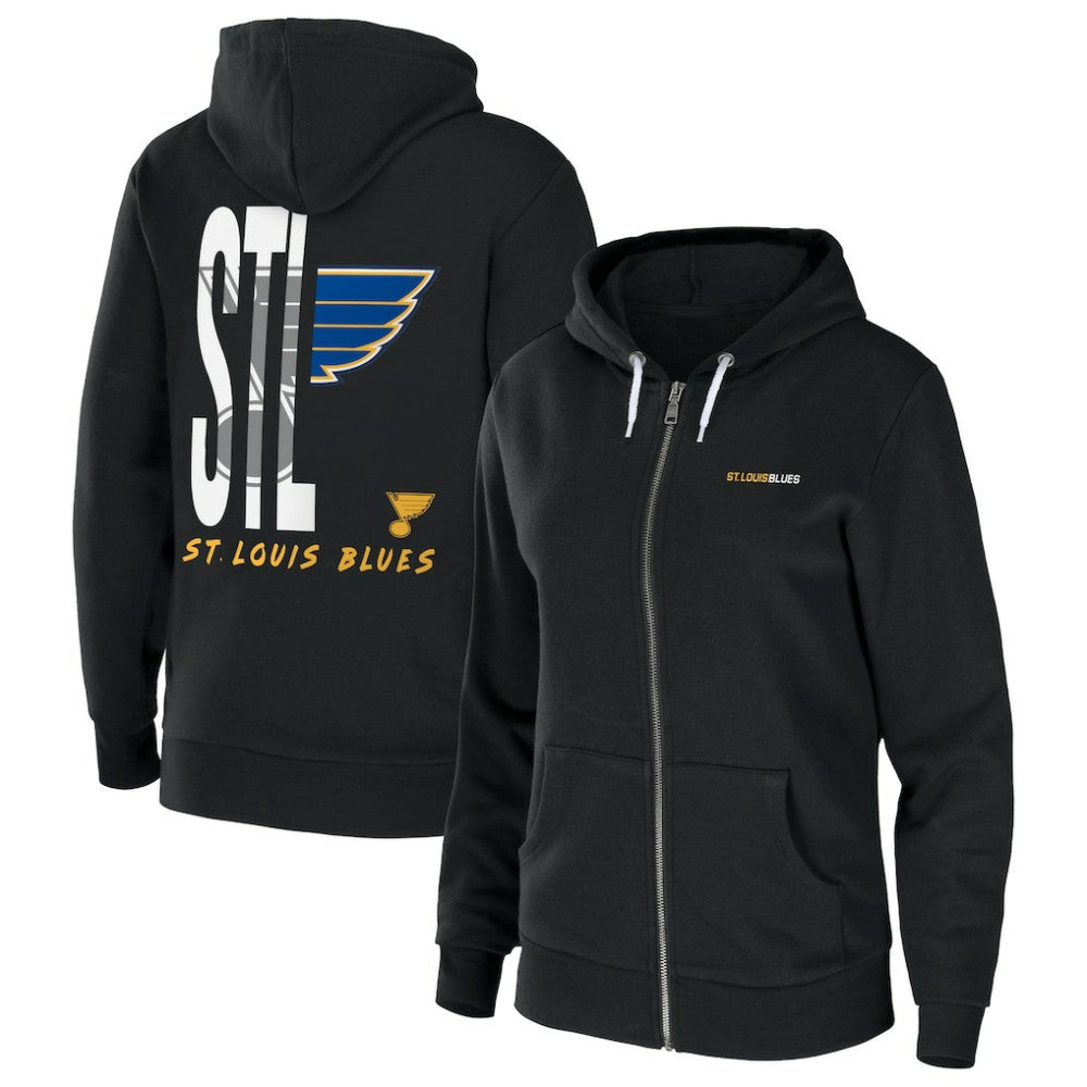 NHL Black St. Louis Blues WEAR by Erin Andrews Women's Sponge Fleece Full-Zip Hoodie