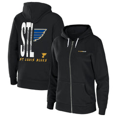 NHL Black St. Louis Blues WEAR by Erin Andrews Women's Sponge Fleece Full-Zip Hoodie