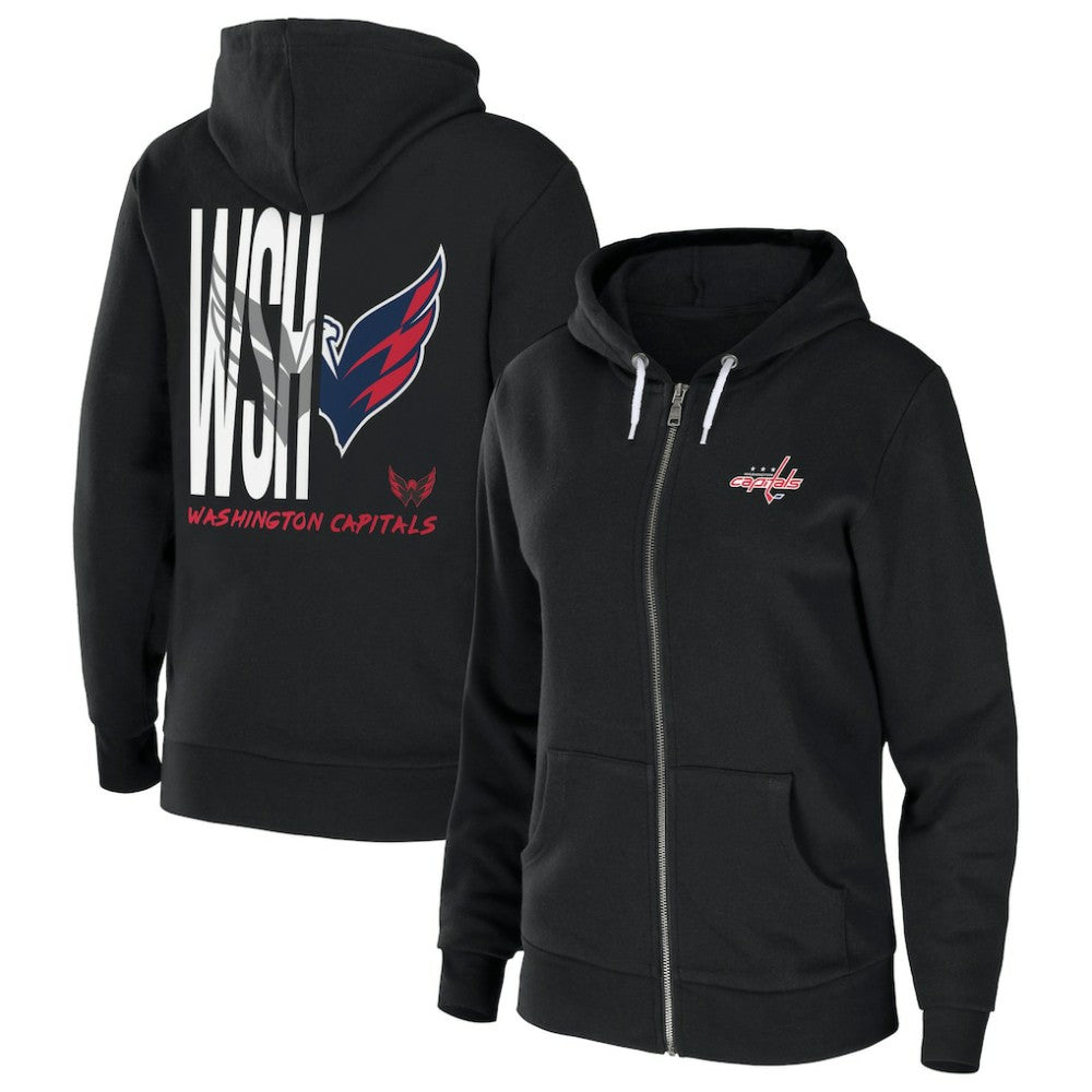 NHL Black Washington Capitals WEAR by Erin Andrews Women's Sponge Fleece Full-Zip Hoodie