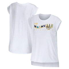 NHL White Nashville Predators WEAR by Erin Andrews Women's Greetings From Muscle T-Shirt