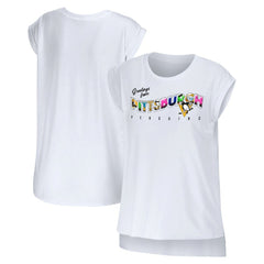 NHL White Pittsburgh Penguins WEAR by Erin Andrews Women's Greetings From Muscle T-Shirt
