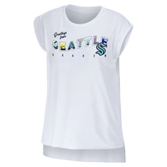 NHL White Seattle Kraken WEAR by Erin Andrews Women's Greetings From Muscle T-Shirt