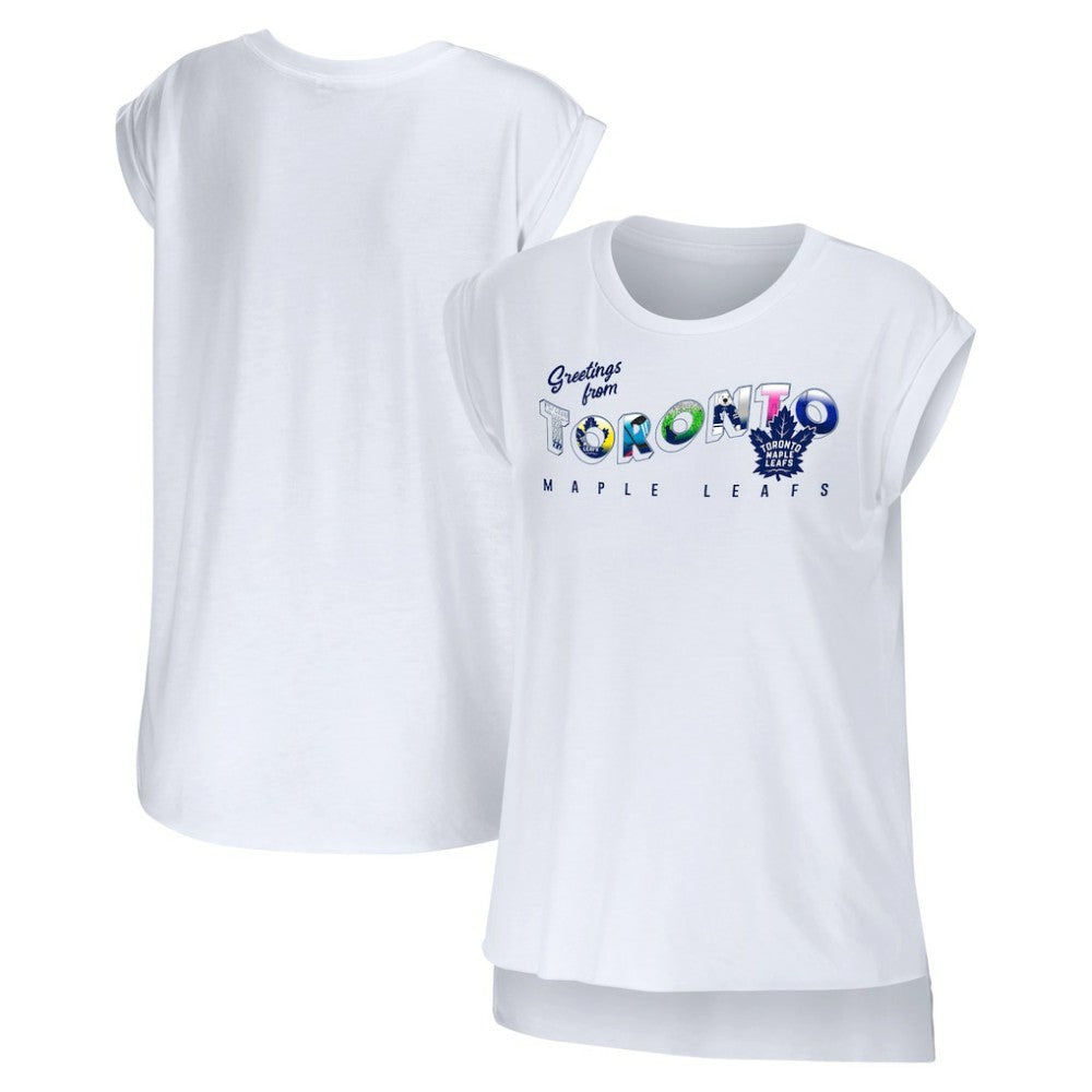 NHL White Toronto Maple Leafs WEAR by Erin Andrews Women's Greetings From Muscle T-Shirt
