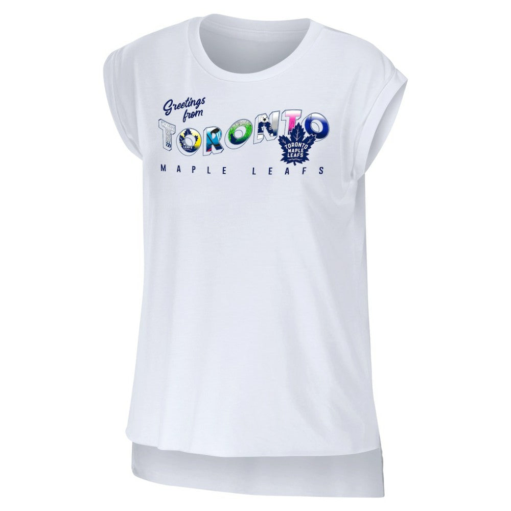 NHL White Toronto Maple Leafs WEAR by Erin Andrews Women's Greetings From Muscle T-Shirt